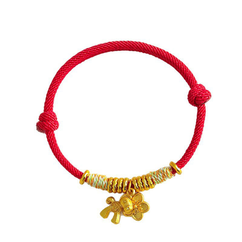 Wear FengShui Year Of The Horse Flower Charm Red String Connection Handmade Bracelet