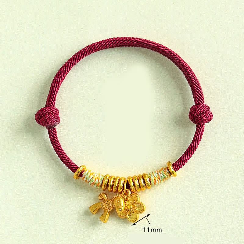 Wear FengShui Year Of The Horse Flower Charm Red String Connection Handmade Bracelet
