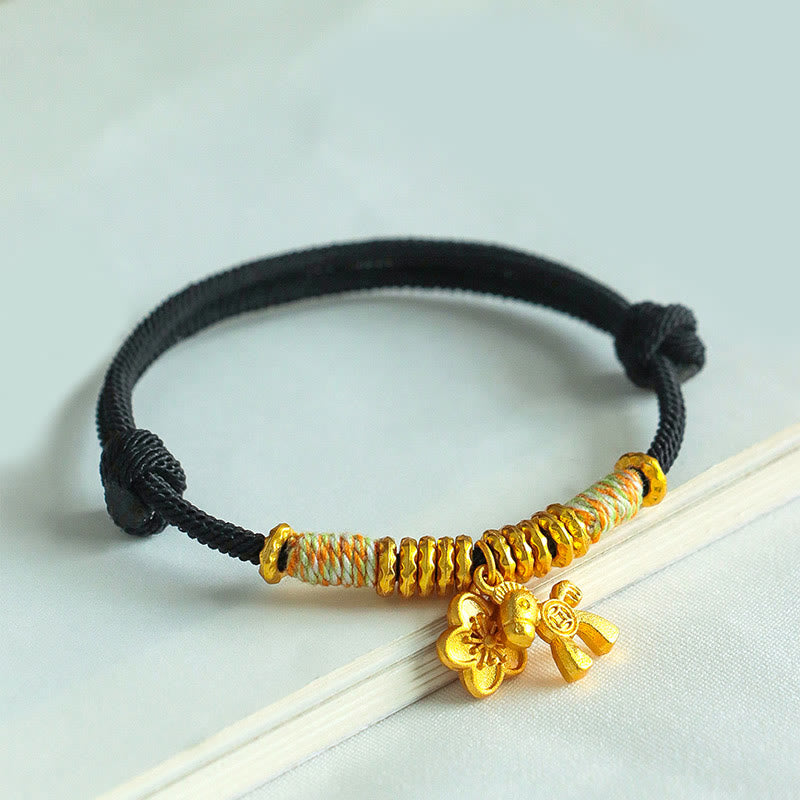 Wear FengShui Year Of The Horse Flower Charm Red String Connection Handmade Bracelet