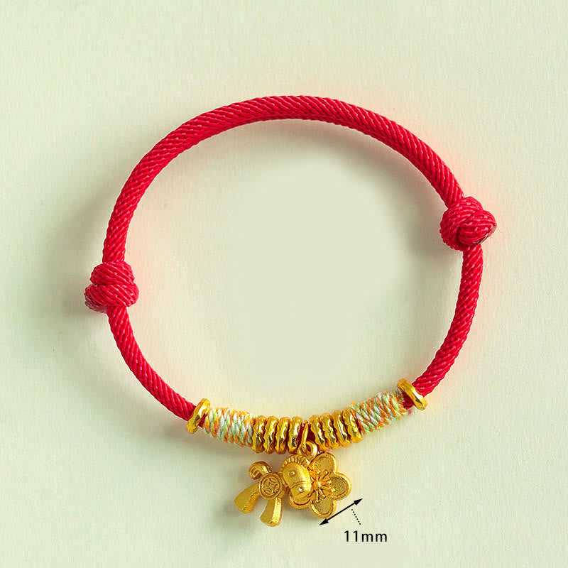Wear FengShui Year Of The Horse Flower Charm Red String Connection Handmade Bracelet