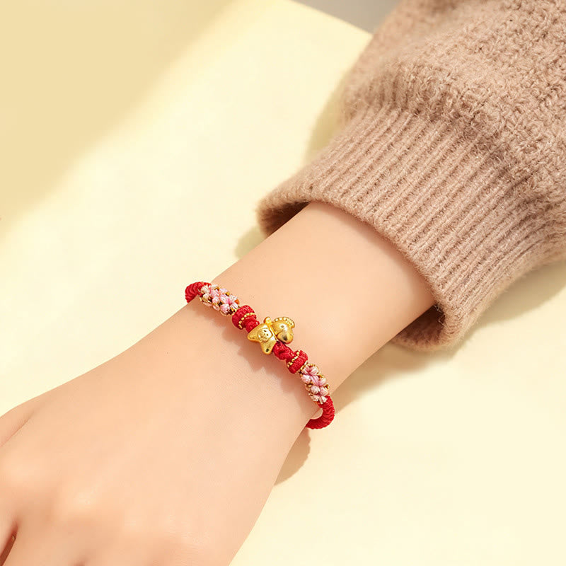 Wear FengShui Year Of The Horse Multicolored String Peach Blossom Knot Red String Luck Bracelet