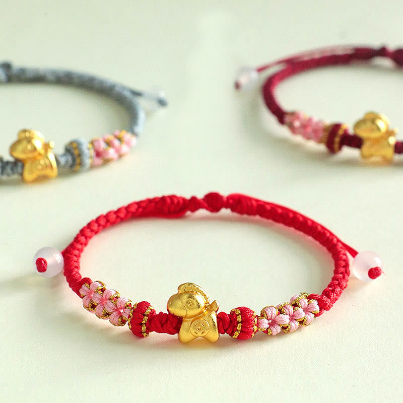 Wear FengShui Year Of The Horse Multicolored String Peach Blossom Knot Red String Luck Bracelet