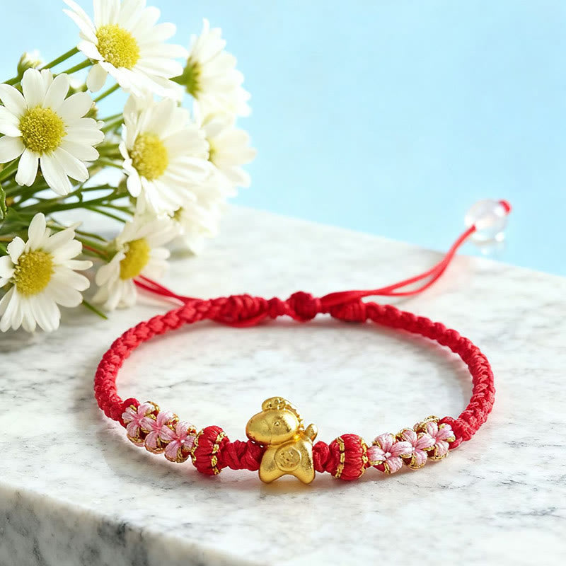 Wear FengShui Year Of The Horse Multicolored String Peach Blossom Knot Red String Luck Bracelet