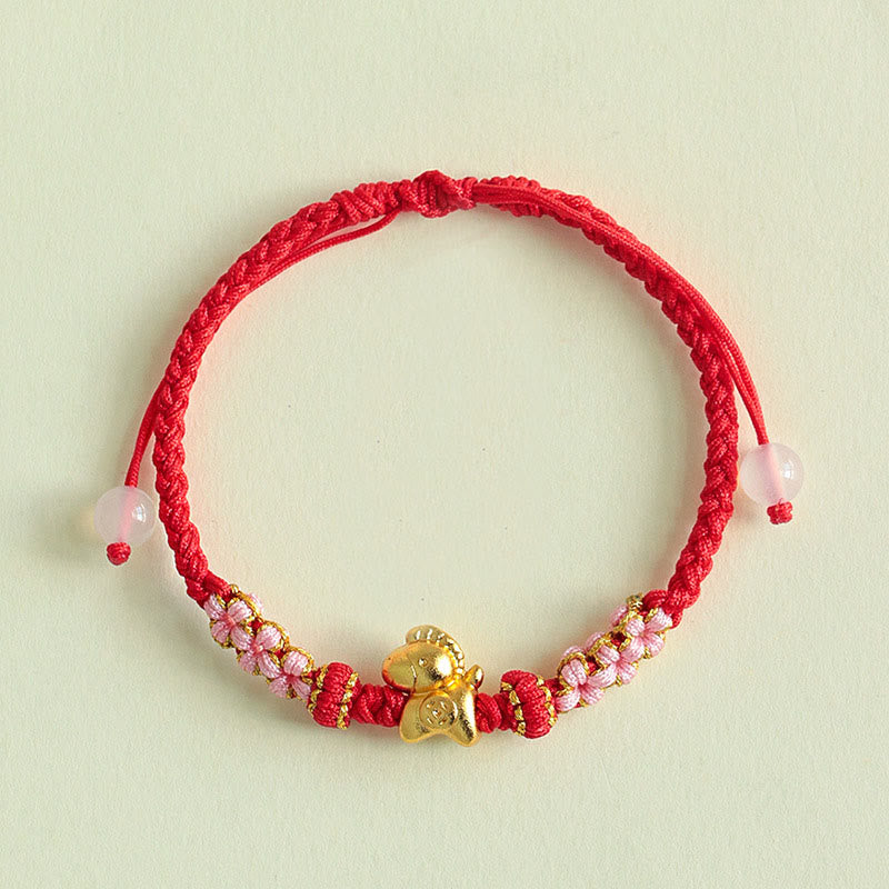 Wear FengShui Year Of The Horse Multicolored String Peach Blossom Knot Red String Luck Bracelet