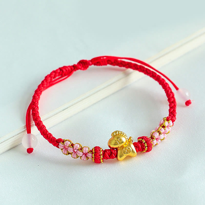 Wear FengShui Year Of The Horse Multicolored String Peach Blossom Knot Red String Luck Bracelet