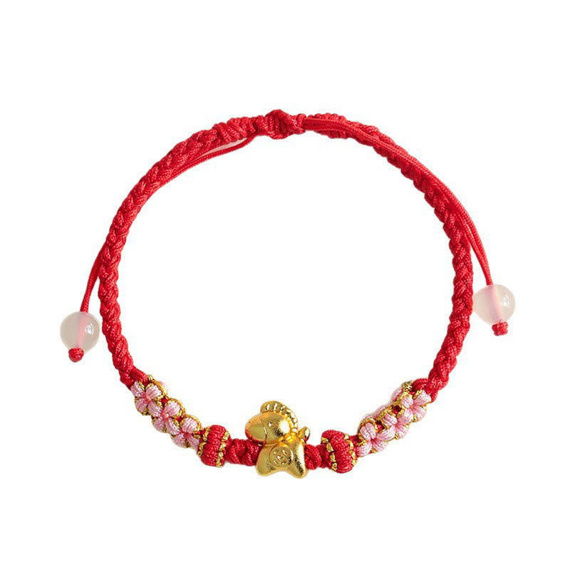 Wear FengShui Year Of The Horse Multicolored String Peach Blossom Knot Red String Luck Bracelet