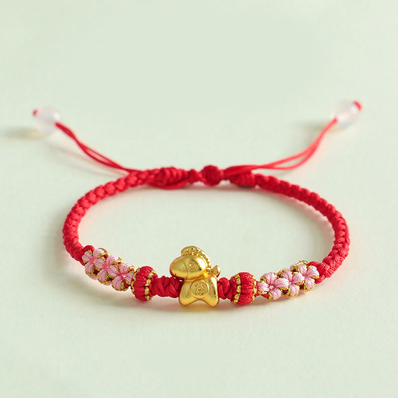 Wear FengShui Year Of The Horse Multicolored String Peach Blossom Knot Red String Luck Bracelet