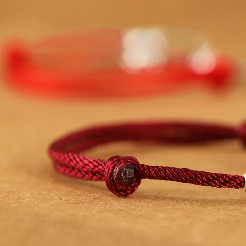 Wear FengShui 999 Sterling Silver Year Of The Horse Fu Character Charm String Braided Luck Bracelet