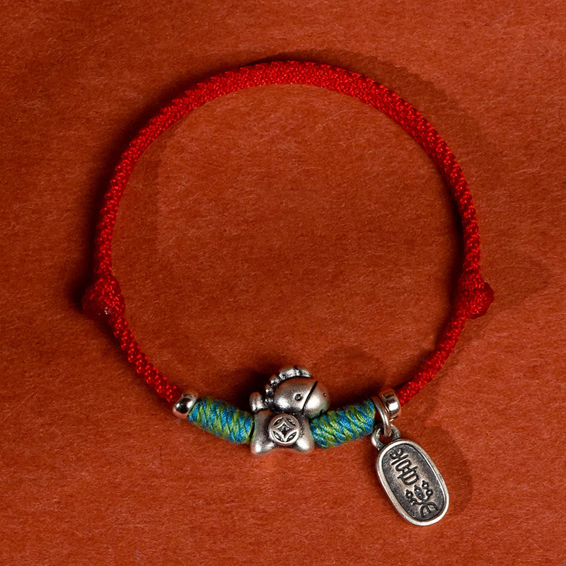 Wear FengShui 999 Sterling Silver Year Of The Horse 925 Sterling Silver Peace And Joy Charm String Braided Luck Bracelet Anklet