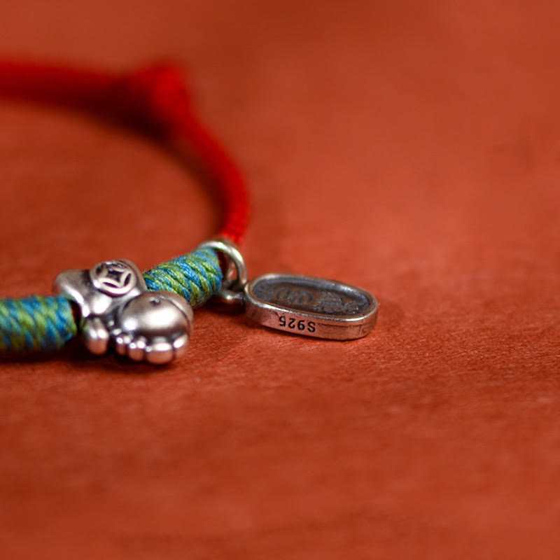 Wear FengShui 999 Sterling Silver Year Of The Horse 925 Sterling Silver Peace And Joy Charm String Braided Luck Bracelet Anklet