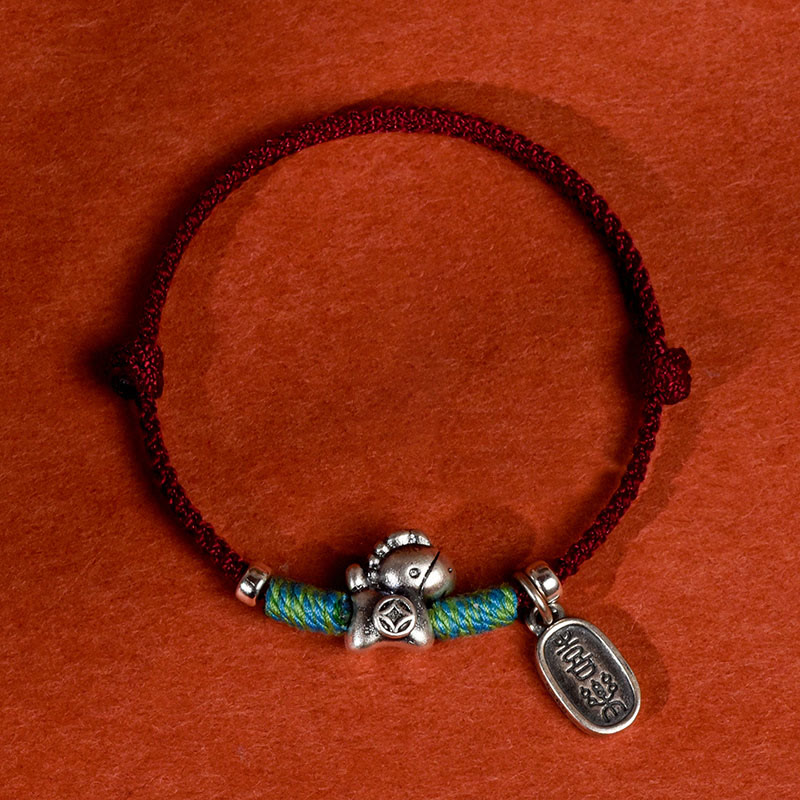 Wear FengShui 999 Sterling Silver Year Of The Horse 925 Sterling Silver Peace And Joy Charm String Braided Luck Bracelet Anklet