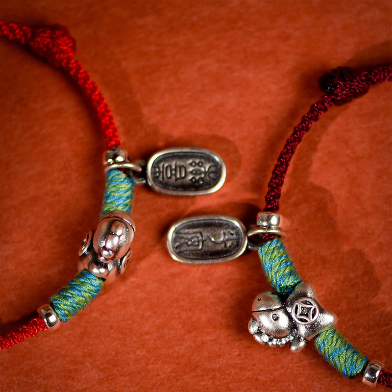 Wear FengShui 999 Sterling Silver Year Of The Horse 925 Sterling Silver Peace And Joy Charm String Braided Luck Bracelet Anklet