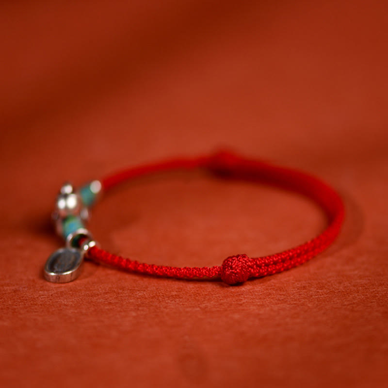 Wear FengShui 999 Sterling Silver Year Of The Horse 925 Sterling Silver Peace And Joy Charm String Braided Luck Bracelet Anklet