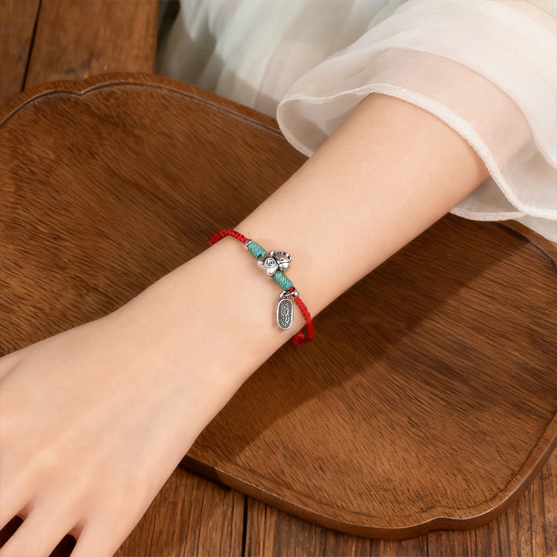 Wear FengShui 999 Sterling Silver Year Of The Horse 925 Sterling Silver Peace And Joy Charm String Braided Luck Bracelet Anklet