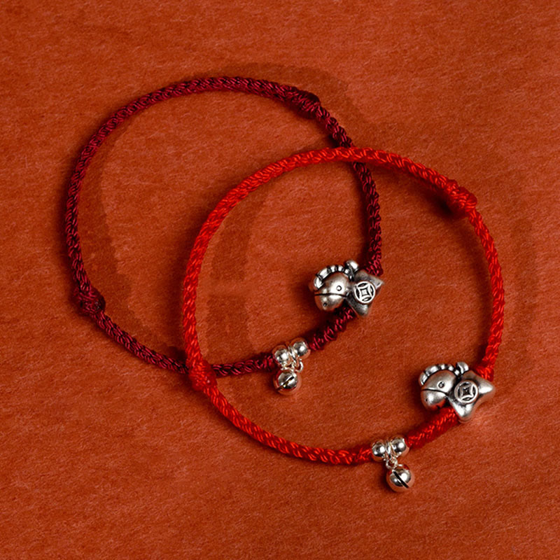 Wear FengShui 999 Sterling Silver Year Of The Horse 925 Sterling Silver Bell String Luck Child Adult Bracelet Anklet