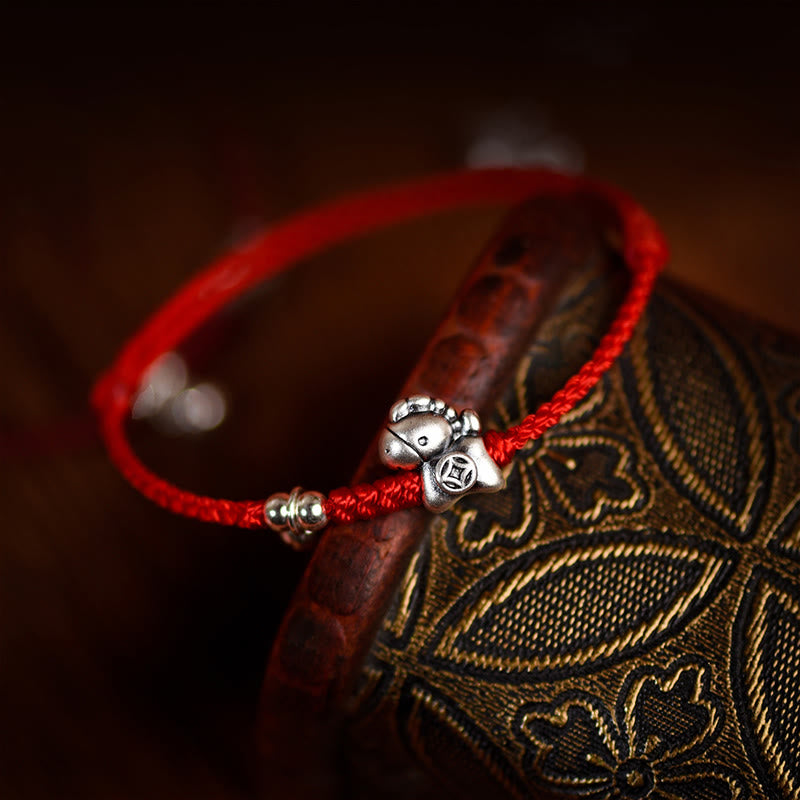 Wear FengShui 999 Sterling Silver Year Of The Horse 925 Sterling Silver Bell String Luck Child Adult Bracelet Anklet