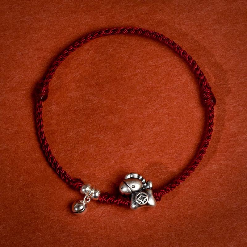 Wear FengShui 999 Sterling Silver Year Of The Horse 925 Sterling Silver Bell String Luck Child Adult Bracelet Anklet