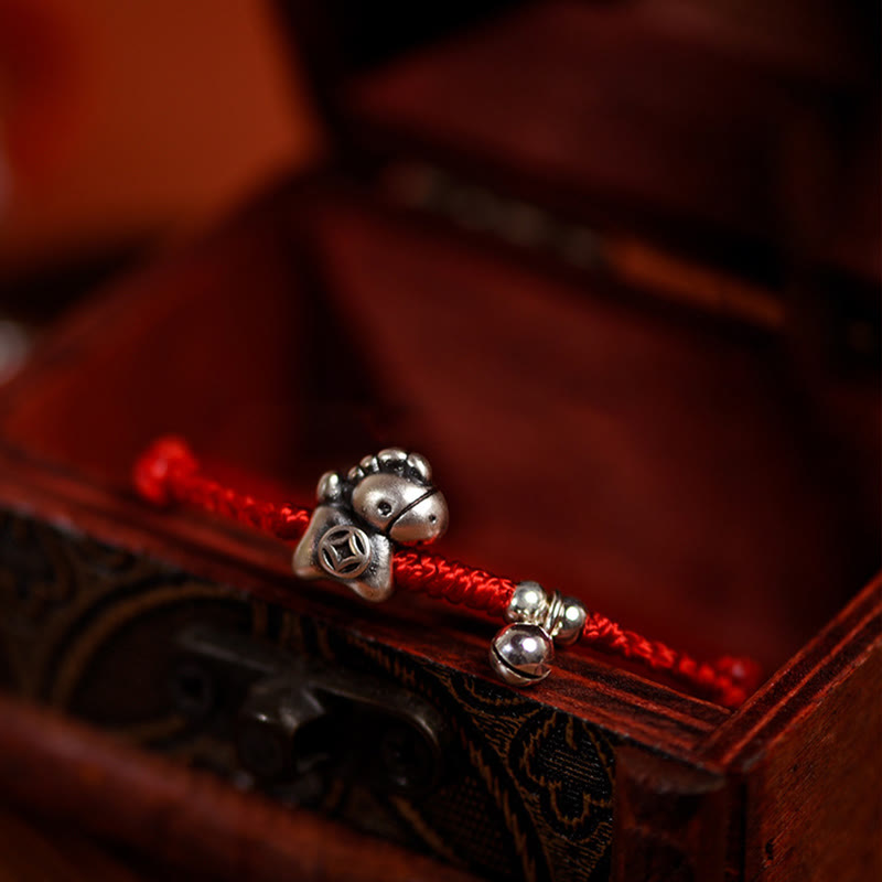 Wear FengShui 999 Sterling Silver Year Of The Horse 925 Sterling Silver Bell String Luck Child Adult Bracelet Anklet