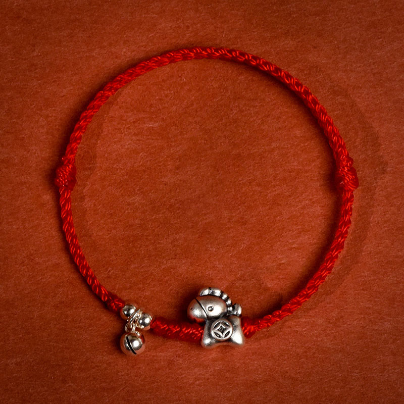 Wear FengShui 999 Sterling Silver Year Of The Horse 925 Sterling Silver Bell String Luck Child Adult Bracelet Anklet