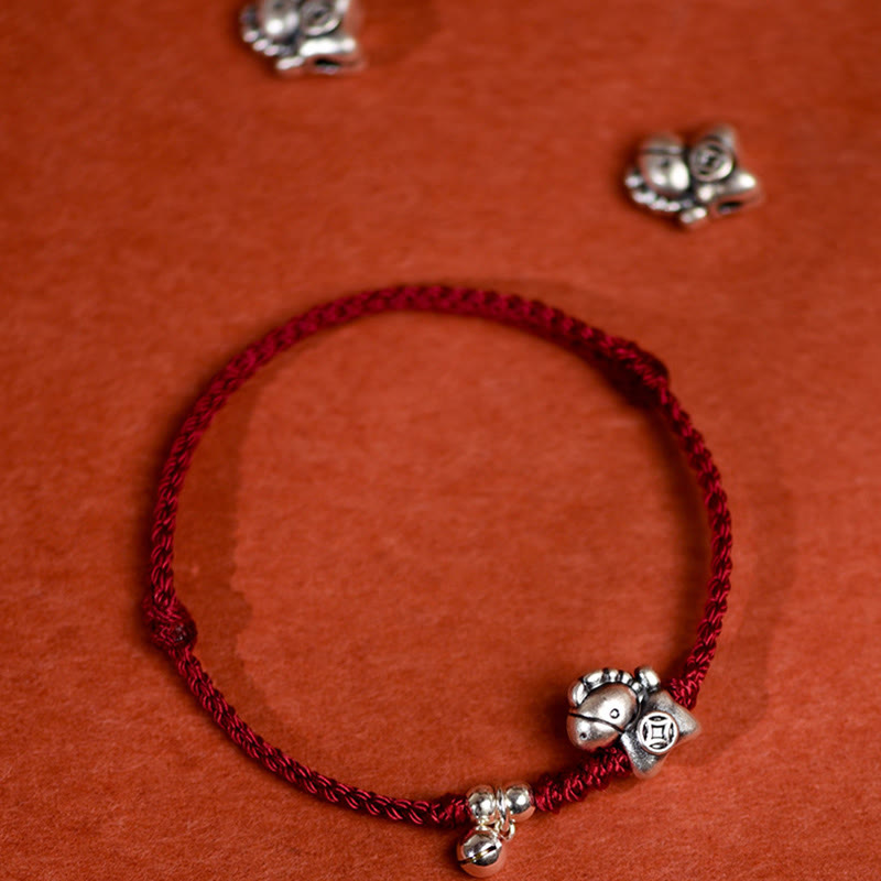 Wear FengShui 999 Sterling Silver Year Of The Horse 925 Sterling Silver Bell String Luck Child Adult Bracelet Anklet