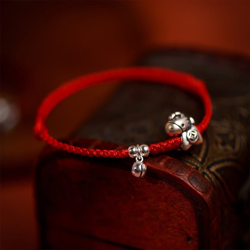 Wear FengShui 999 Sterling Silver Year Of The Horse 925 Sterling Silver Bell String Luck Child Adult Bracelet Anklet