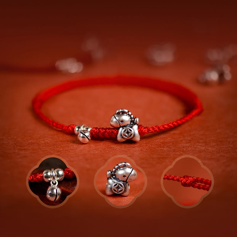 Wear FengShui 999 Sterling Silver Year Of The Horse 925 Sterling Silver Bell String Luck Child Adult Bracelet Anklet