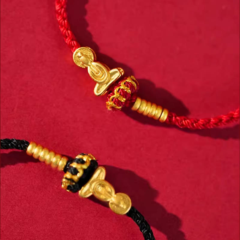 Wear FengShui Formless Buddha Lotus Knot Red String Protection Braided Bracelet