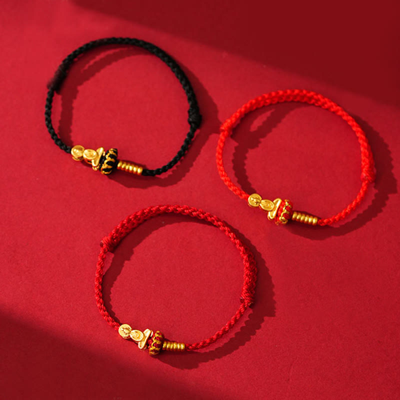Wear FengShui Formless Buddha Lotus Knot Red String Protection Braided Bracelet