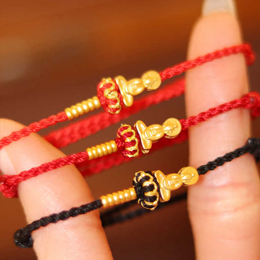 Wear FengShui Formless Buddha Lotus Knot Red String Protection Braided Bracelet