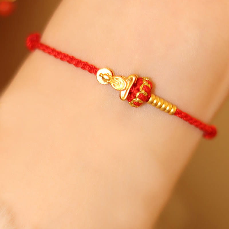 Wear FengShui Formless Buddha Lotus Knot Red String Protection Braided Bracelet