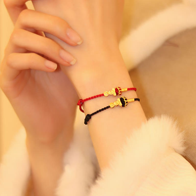 Wear FengShui Formless Buddha Lotus Knot Red String Protection Braided Bracelet