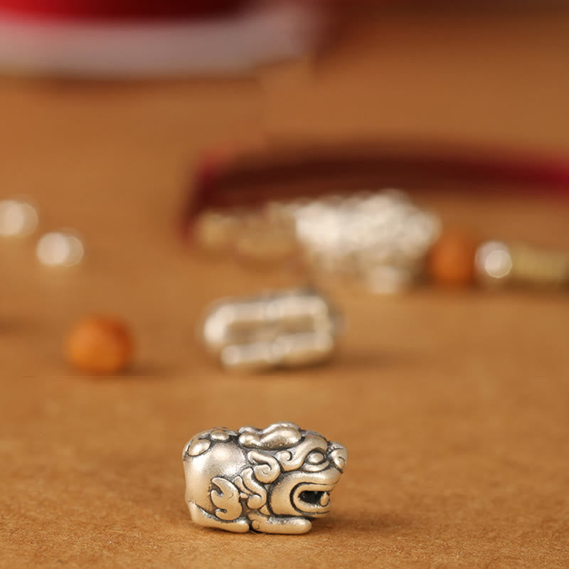Wear FengShui 999 Sterling Silver Pixiu Charm Peach Wood Bead Handmade String Braided Luck Bracelet Anklet
