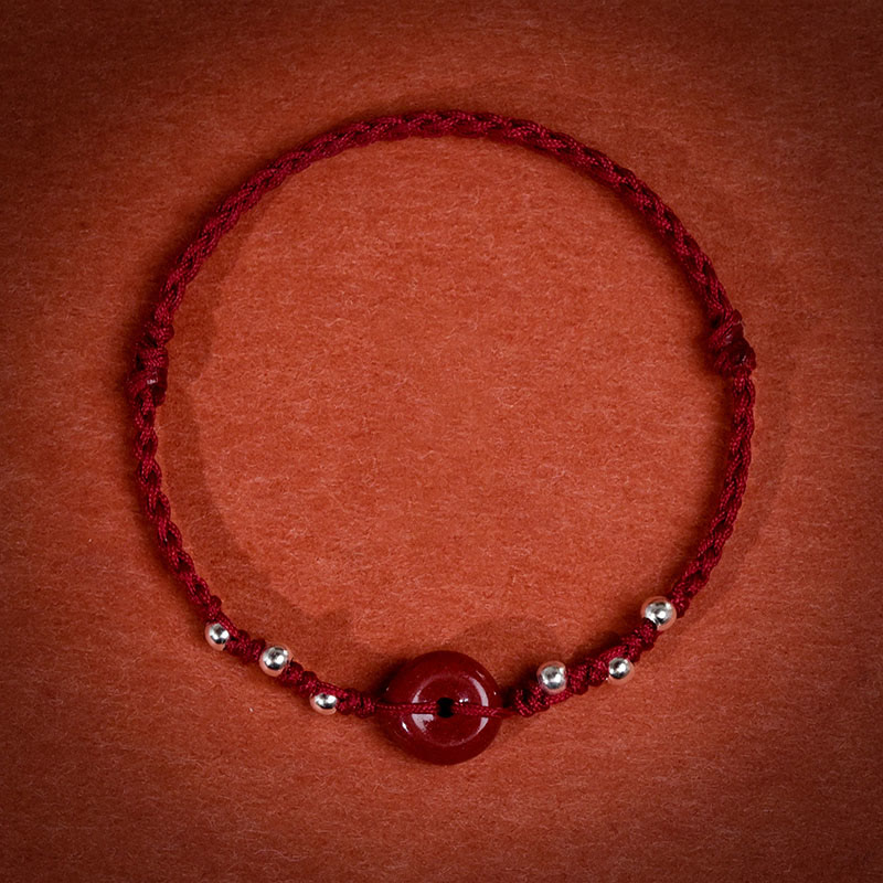 Wear FengShui Cinnabar Peace Buckle Handmade String Adjustable Blessing Bracelet Anklet