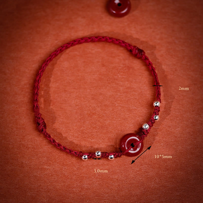 Wear FengShui Cinnabar Peace Buckle Handmade String Adjustable Blessing Bracelet Anklet
