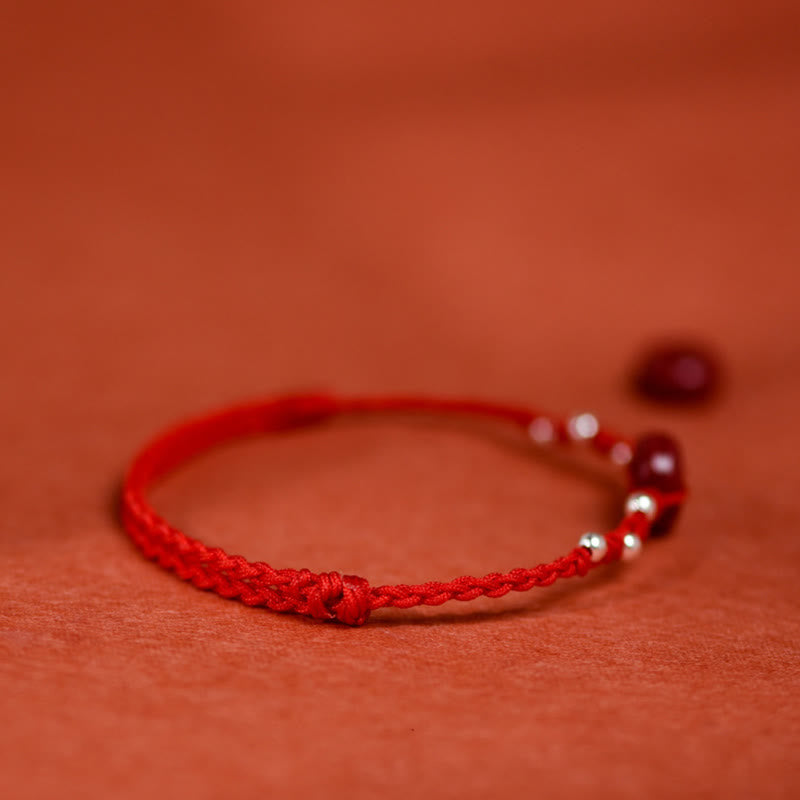 Wear FengShui Cinnabar Peace Buckle Handmade String Adjustable Blessing Bracelet Anklet