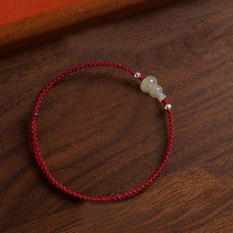 Wear FengShui Gourd Hetian Jade Red String Prosperity Bracelet Anklet