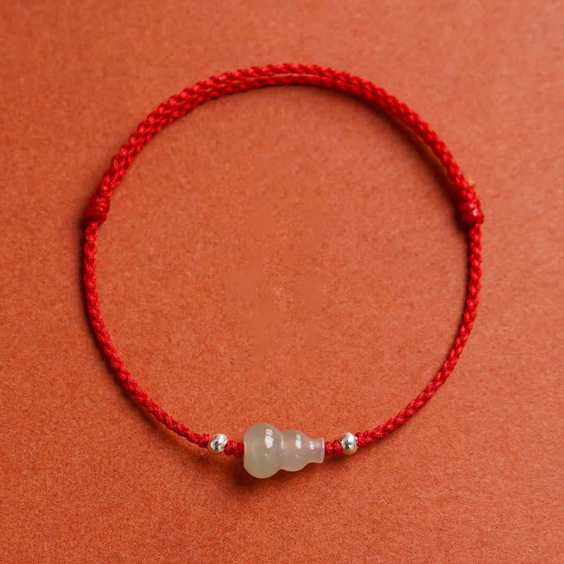 Wear FengShui Gourd Hetian Jade Red String Prosperity Bracelet Anklet