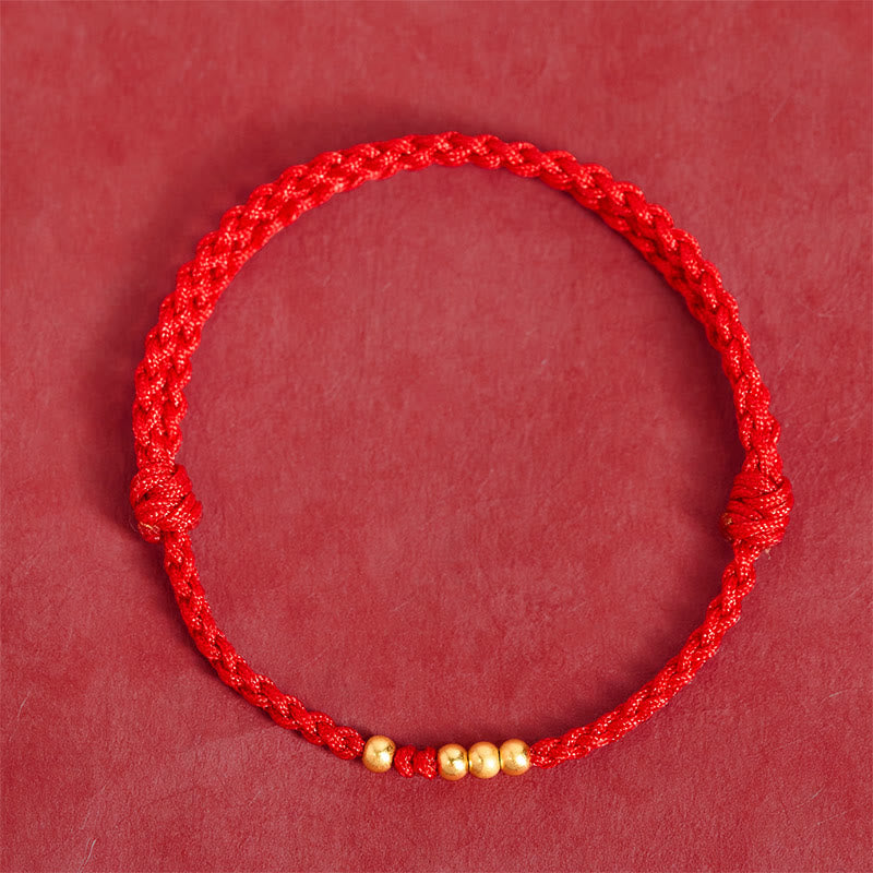 Wear FengShui "Blessings for Clear Connections" 925 Sterling Silver Plated Gold Beads Red String Bracelet Includes Gift Message Card
