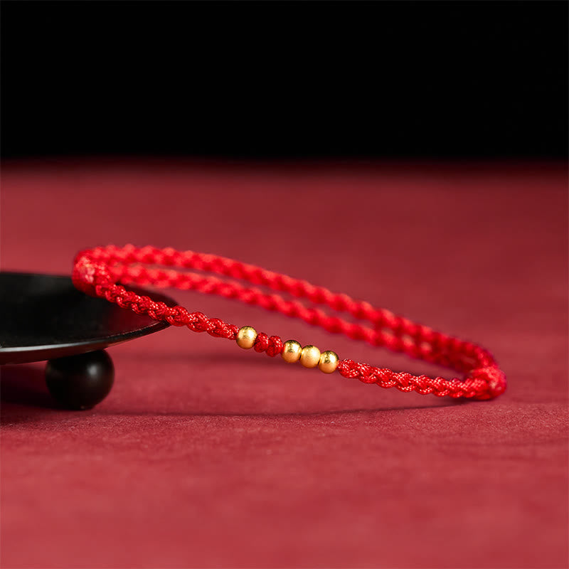 Wear FengShui "Blessings for Clear Connections" 925 Sterling Silver Plated Gold Beads Red String Bracelet Includes Gift Message Card