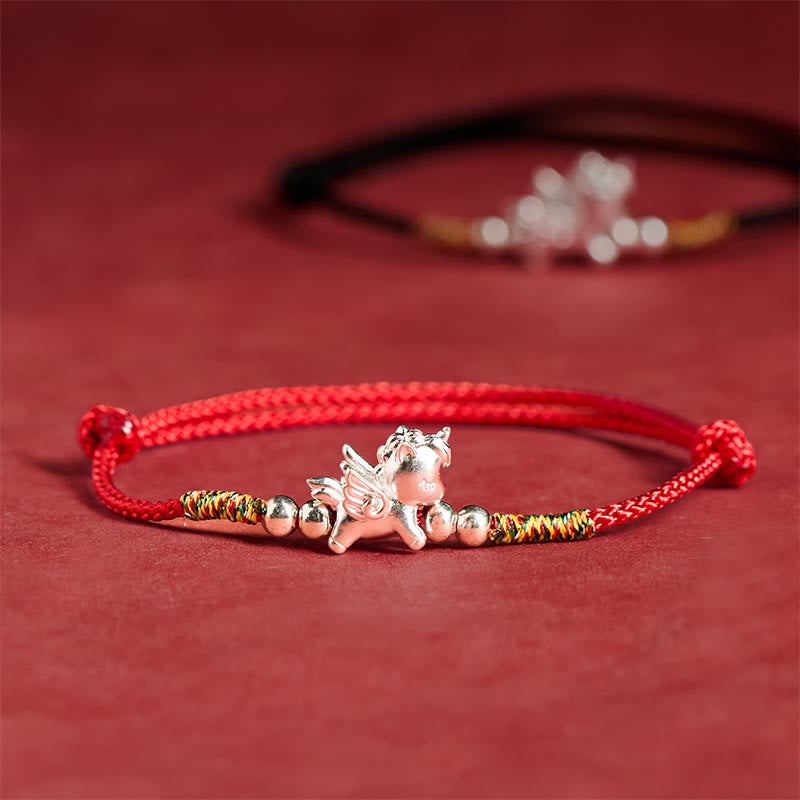 Wear FengShui 925 Sterling Silver Year Of The Horse Prosperity String Bracelet
