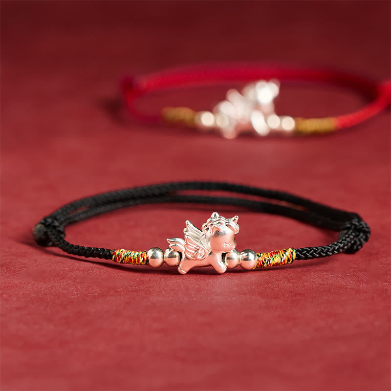 Wear FengShui 925 Sterling Silver Year Of The Horse Prosperity String Bracelet