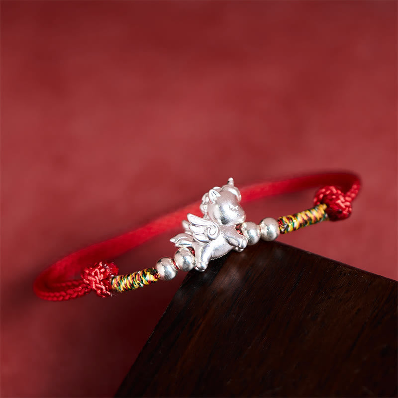 Wear FengShui 925 Sterling Silver Year Of The Horse Prosperity String Bracelet
