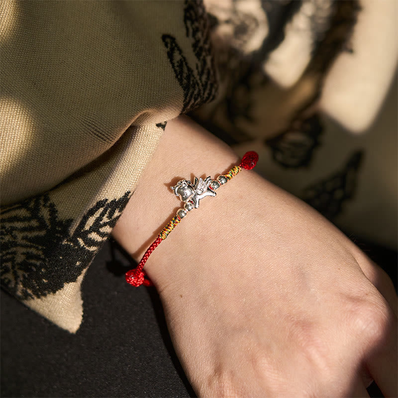 Wear FengShui 925 Sterling Silver Year Of The Horse Prosperity String Bracelet