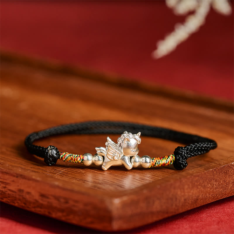 Wear FengShui 925 Sterling Silver Year Of The Horse Prosperity String Bracelet