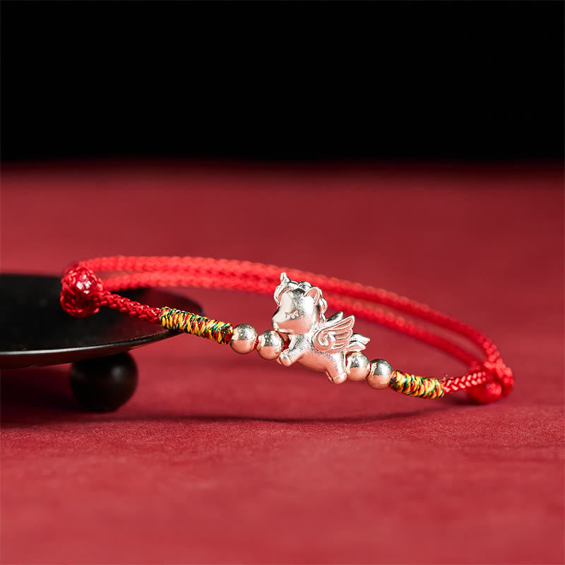 Wear FengShui 925 Sterling Silver Year Of The Horse Prosperity String Bracelet