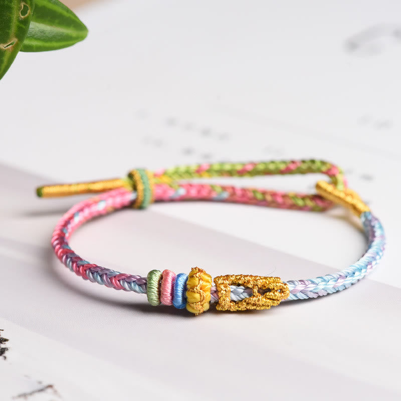 Wear FengShui Colorful Rope Eight Thread Peace Knot Luck Handmade Bracelet