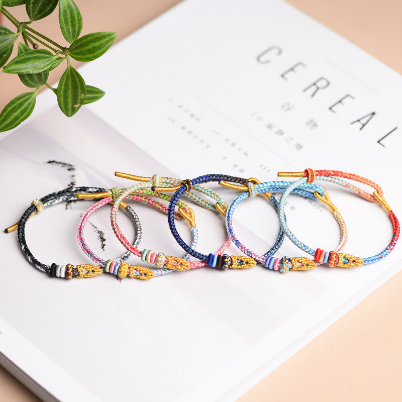 Wear FengShui Colorful Rope Eight Thread Peace Knot Luck Handmade Bracelet