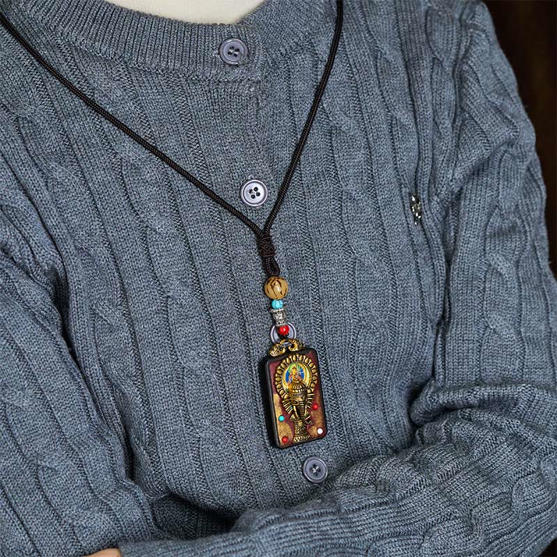 Wear FengShui Tibetan Ganesh Ganpati Elephant Ebony Wood Rope Peace Necklace Pendant