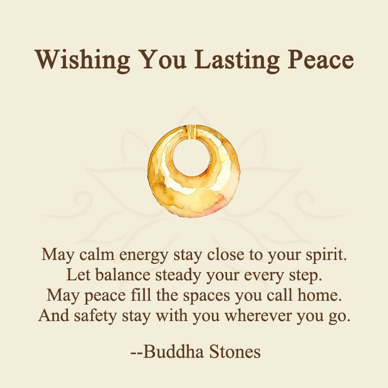 Wear FengShui "Wishing You Lasting Peace" 24k Gold Plated Copper Peace Buckle Necklace Includes Gift Message Card