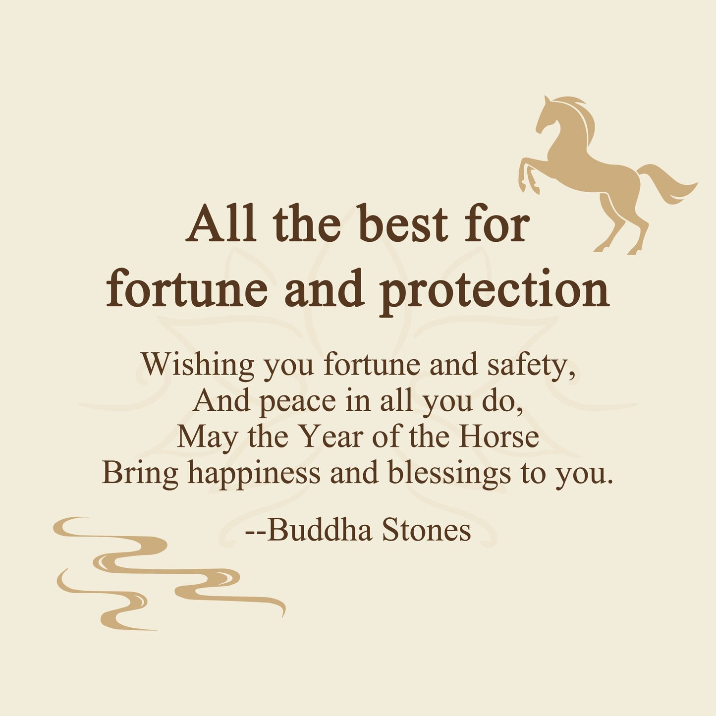 Wear FengShui "All The Best For Fortune And Protection" Year Of The Horse 24k Gold Plated Brass Necklace Includes Gift Message Card